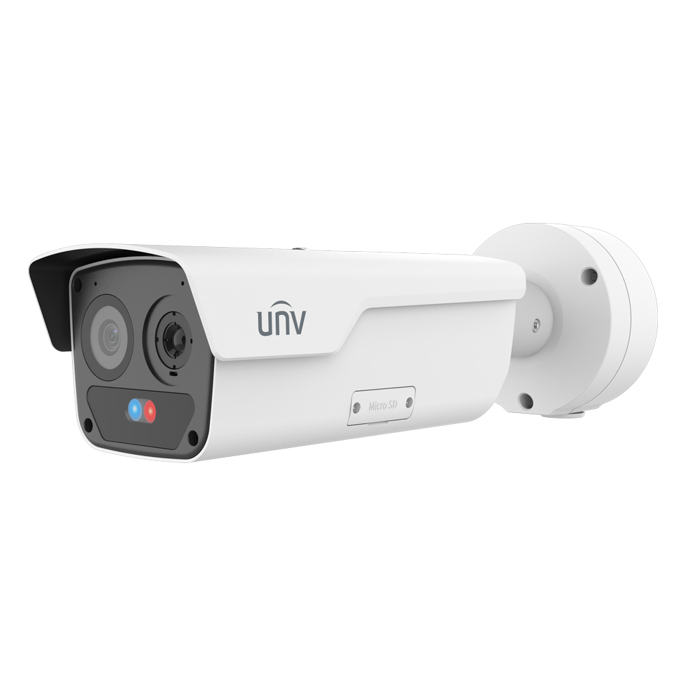 (UV-TIC2626S-F10-4F4AC-I3) Caméra thermique Dual IP Uniview - Thermique: 640x512 | Objectif 10mm - Objectif: 4 MP | Objectif 4 mm - Microphone, Haut-parleur, Alarmes  - SIP | Détecteur d'incendie | Détecteur de fumée | PoE - Intervalle de mesure temp -20~150ºC / ± 8ºC
