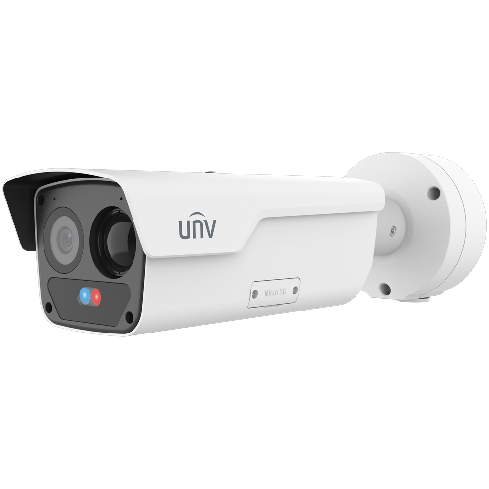 (UV-TIC2626S-F35-4F12AC-I3) Caméra thermique Dual IP Uniview - Thermique: 640x512 | Objectif 35mm - Objectif: 4 MP | Objectif 12 mm - Microphone, Haut-parleur, Alarmes  - SIP | Détecteur d'incendie | Détecteur de fumée | PoE - Intervalle de mesure temp -20~150ºC / ± 8ºC