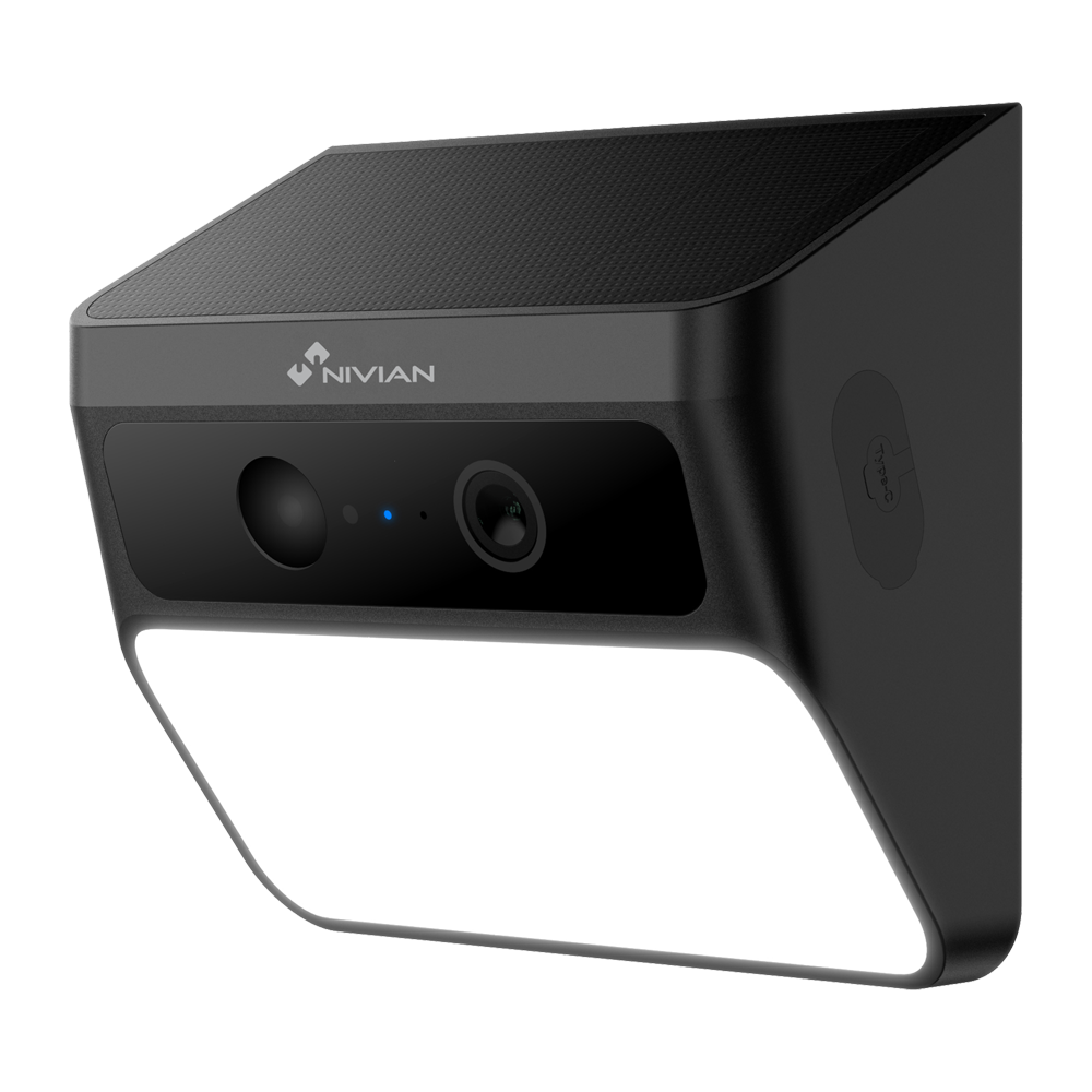 (NVS-IPC-SOLARLIGHT) Projecteur solaire avec caméra - WiFi 2.4GHz | Convient à une utilisation en intérieur - Audio bidirectionnel | Portée IR 10 m - Batterie 5200mAh / PIR / Détection de personnes - Enregistrement sur carte microSD ou sur le cloud - Compatible Tuya Smart / Google Asistant / Alexa