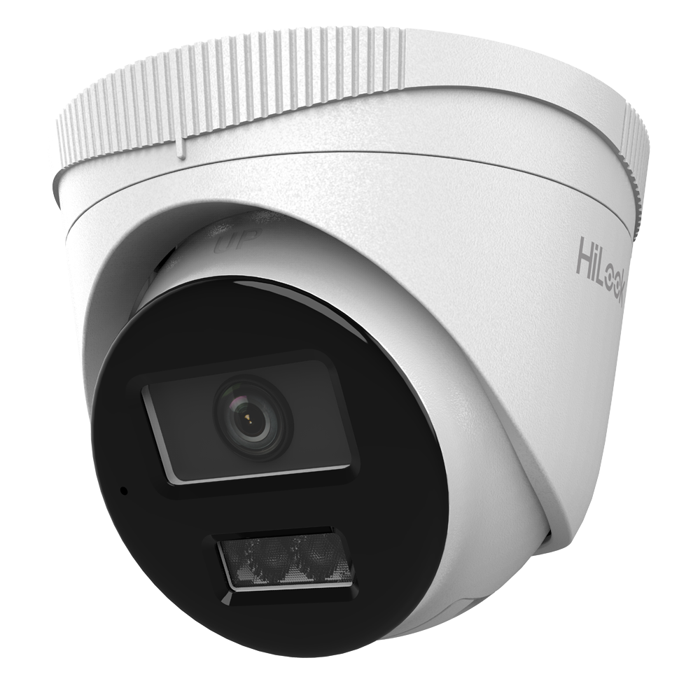 (IPC-T280HA-LU(4mm)) Caméra IP HiLook Turret - Résolution 8 Mégapixels (3840x2160) - Objectif 4 mm - Microphone intégré - Lumière hybride 30 m | PoE IEEE802.3af - Détection de mouvement 2.0 | IP67