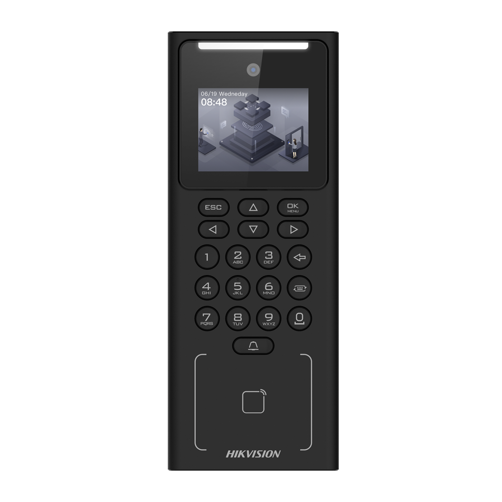 (DS-K1T321EWX) Contrôle d´accès et de présence - Facial, carte EM et PIN - 500 utilisateurs | 150.000 registres - TCP/IP, WiFi, USB et RS485 - 2.4" TFT | Contrôleur intégré - iVMS-4200 | Hik-Connect