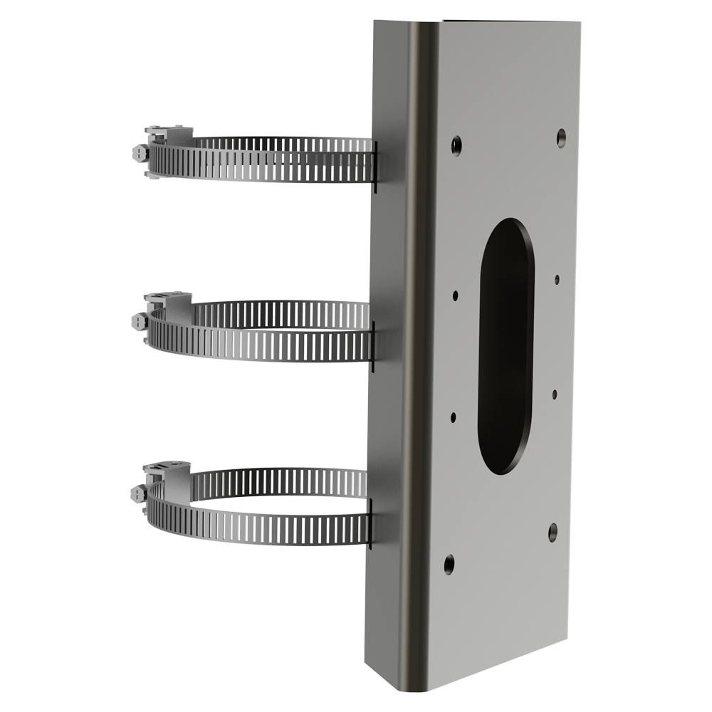 (DS-1475ZJ-SUS/BJZ) Soporte de poste  - 250(Al) x 127 (An) x 167.6 (Fo) mm - Acero Inoxidable SUS304 - Apto para uso en exterior - Diámetro abrazadera regulable 67~127 mm - Pasador de cables