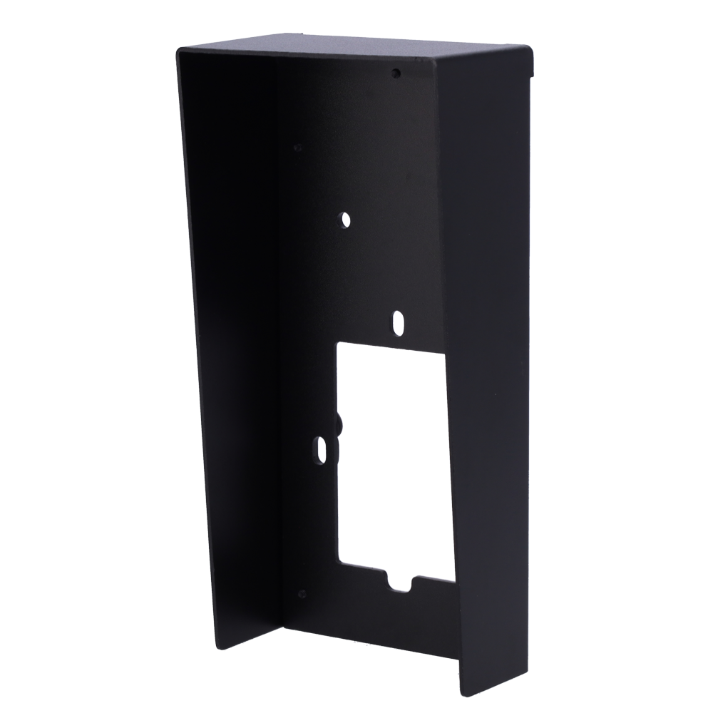 (NV-SHIELD-INTERCOM-2W-KPAD) Visera para lluvia en superficie - Específica para videoporteros - Compatible con NVS-VIDEOINTERCOM-2W-KPAD - Orificios de conexión - Dimensiones: 194 (Al) x 94 (An) x 53 (Fo) mm - Fabricada en aluminio