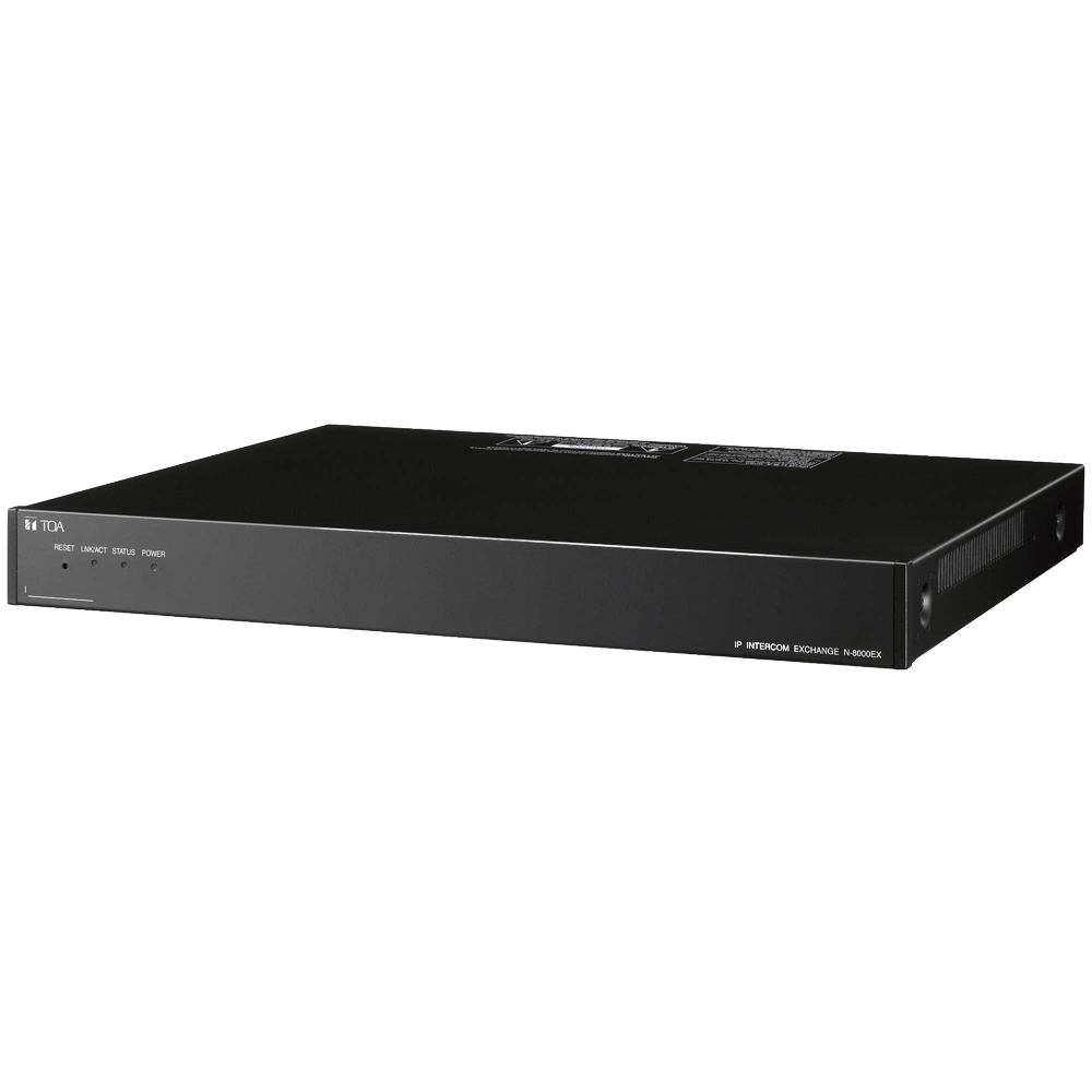 (TOA-N-8000EX) Centralita IP - 16 canales de 2 hilos para interfonía - 2 salidas para equipos de audio - Interfaz web para añadir equipos IP - Apto para instalar en rack