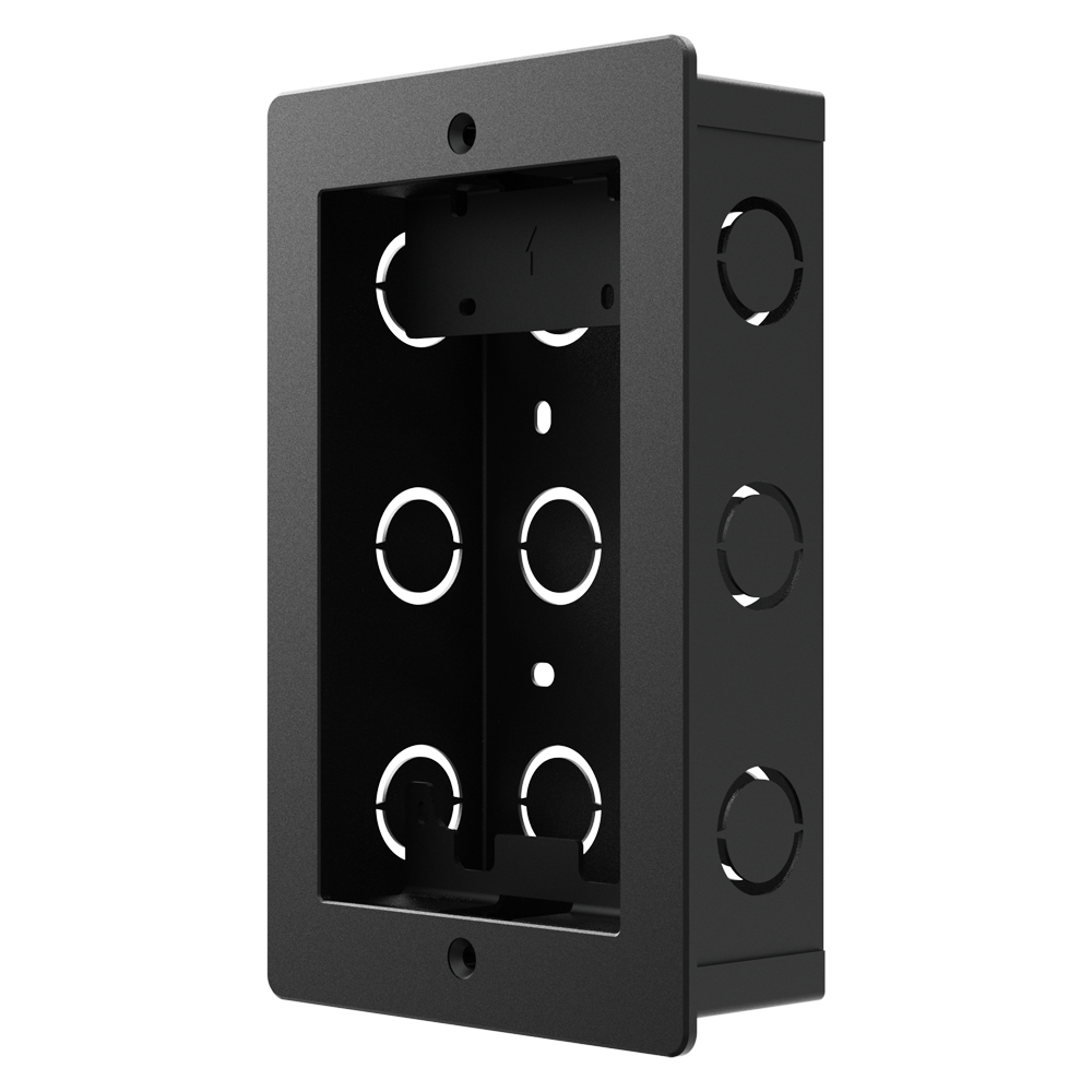 (AK-BR-R20A-BLACK-F) Panneau frontal et boîtier encastré - AK-R20A-BLACK spécifique à Akuvox - Écran: 120 (H) x 189 (l) x 3 (Prof)  mm - Boîte: 179 (H) x 116 (l) x 50 (Prof)  mm - Fabriqué en aluminium et en acier galvanisé