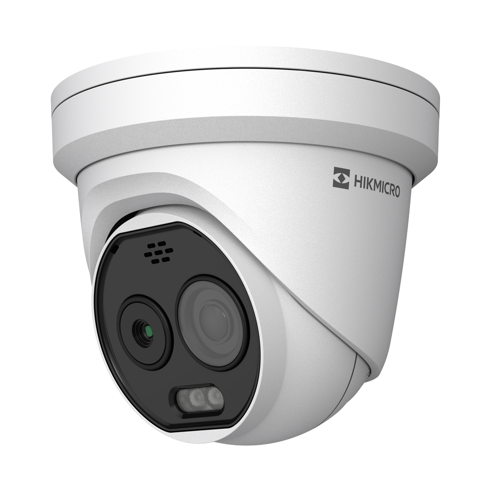 (HM-TD1218-2/G0/T1A) Caméra thermique Dual IP Hikmicro - Capteur thermique 160x120 VOx | Objectif 1.8mm - Capteur optique 1/2.7” 5Mpx | Objectif 2mm - Sensibilité thermique ≤25mK - Détection et alarme incendie préventive - Plage de mesure temp -20~+150ºC / ±8ºC