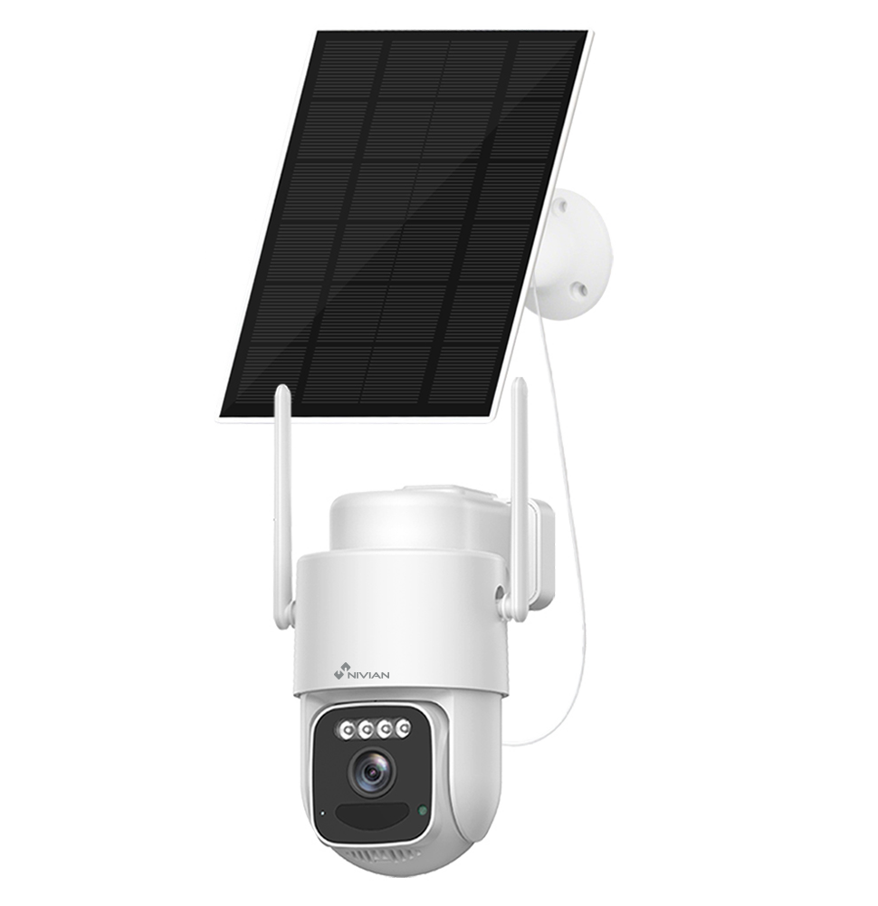 (NV-ADDONCAM-KIT4GSOLAR) Nivian Kit CCTV 4G Solar 4MP Add On - Cámara Adicional para Kit - Cámaras motorizadas PT 4MP con batería 7800mAh - Conexión 4G LTE Cat.4 y WiFi6 de doble banda - Panel solar individual de 3W - Gestión inteligente remota con la App EseeCloud