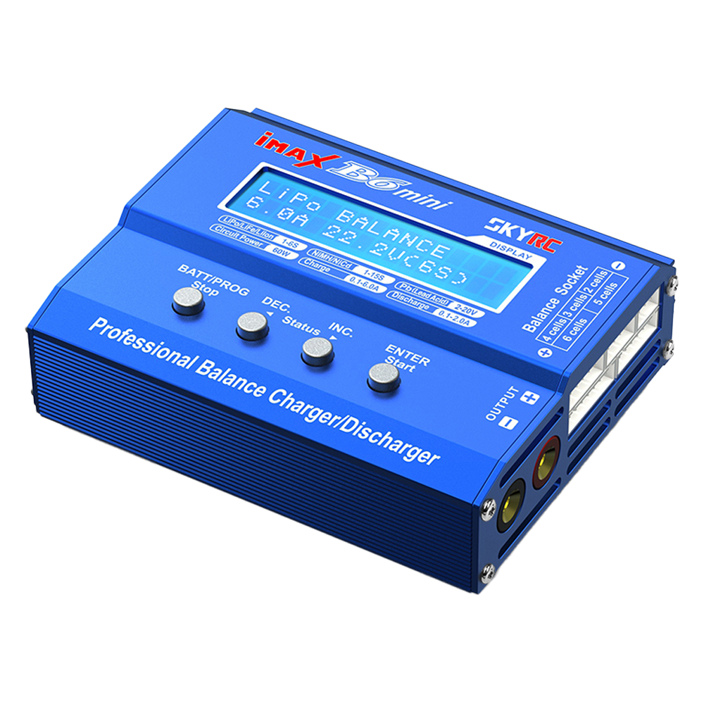 (IMAX-B6-MINICHARGER) Cargador inteligente de baterías - Para AJ-INTERNALBATTERY-RB-64V36AH - Carga balanceada de hasta 6 celdas - Amplia compatibilidad de baterías - Múltiples modos de funcionamiento - Conexión a PC: monitorización y diagnóstico