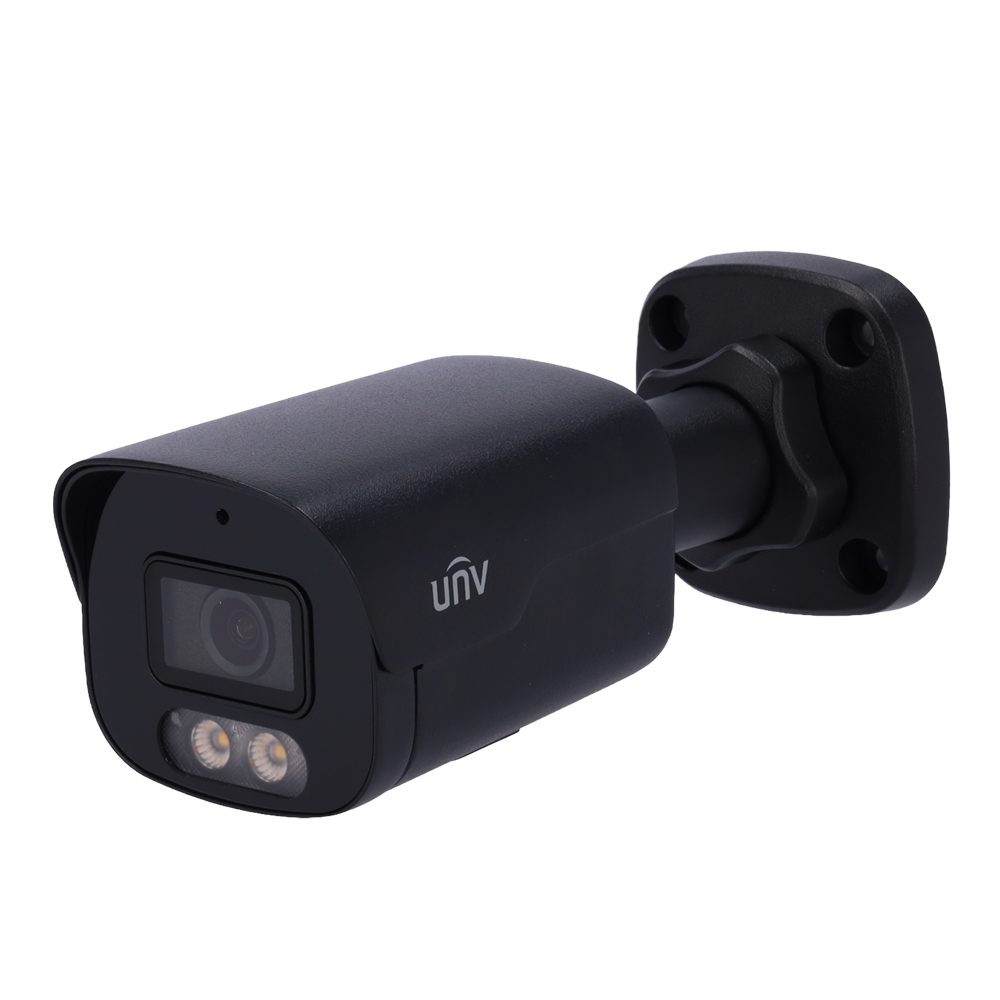 [UV-IPC2124SB-ADF28KM-DL-I1-BLACK] (UV-IPC2124SB-ADF28KM-DL-I1-BLACK) Cámara Bullet IP Uniview - Gama Prime - 4 MP | Lente 2.8 mm | microSD 512 GB - IR 40 m | Luz Blanca 40 m | WDR 120 dB - Wise-ISP | Conteo de personas - PoE | UMD | SIP | IP67  - Reset | Micrófono | Negro