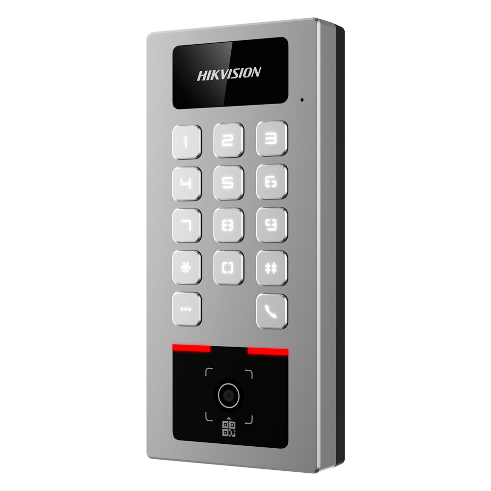 (DS-K1T502DBWX-QRE1) Contrôle d'accès PoE IP65 IK09 - Carte MF DESFire, QR dynamique et PIN - 10.000 utilisateurs | 300.000 registres - TCP/IP, WiFi, RS485 et Wiegand - Contrôleur intégré - iVMS-4200 | Hik-Connect