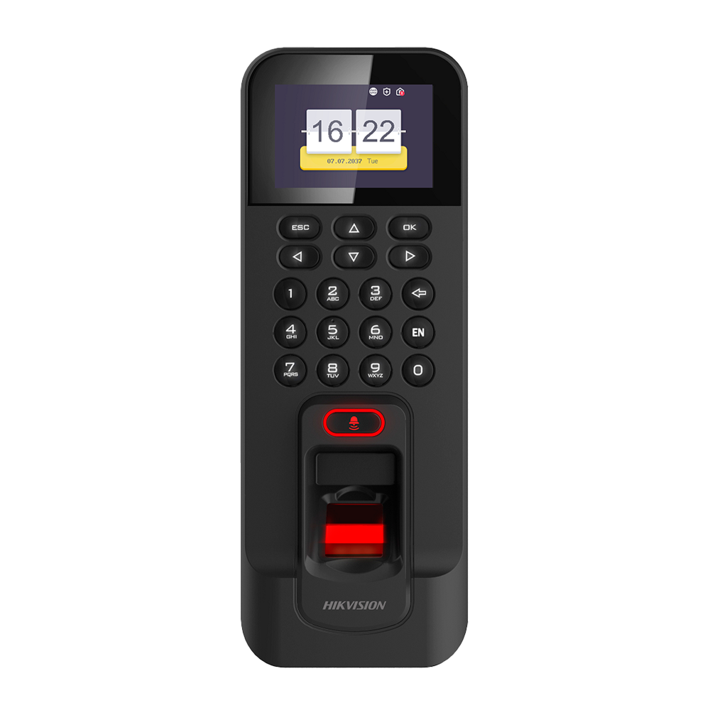 [DS-K1T804AEF] (DS-K1T804AEF) Contrôle d´accès et de présence - Empreinte digitale, carte EM et PIN - 3.000 utilisateurs | 100.000 registres - TCP/IP, WiFi, USB, RS485 et Wiegand - 2.4" TFT | Contrôleur intégré - iVMS-4200 | Hik-Connect