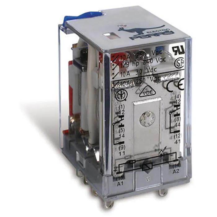 [GA-1RE021012DC] (GA-1RE021012DC) Relais industriel MIDI, 2 contacts 12V d.c. Alimentation 12V d.c. 2 contacts inverseurs 10A / 250V