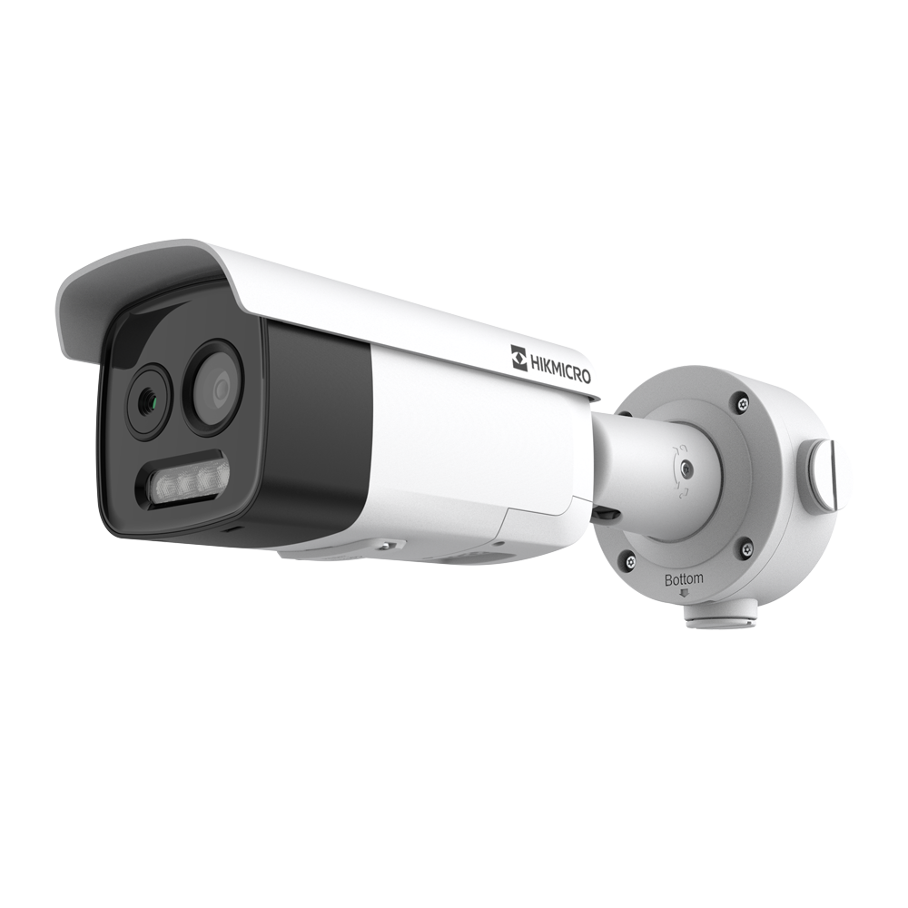 (HM-TD2628T-7/G1/T3A) Caméra thermique Dual IP Hikvision Gamme PRO - Capteur thermique 256x192 VOx | Objectif 6.9mm - Capteur optique 1/2.7” 5Mpx | Objectif 8mm - Sensibilité thermique ≤25mK (25°C, F1.0) - Détection et alarme incendie préventive - Plage de mesure temp -20~650ºC / ±2ºC