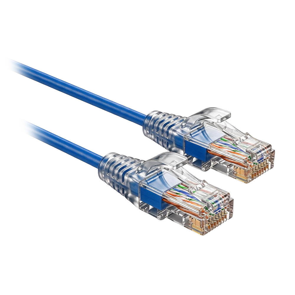 (UTP6A-SLIM-010B) Cable UTP Slim de parcheo - Ethernet - Conectores RJ45 - Categoría 6A - 0,1 m - Color azul