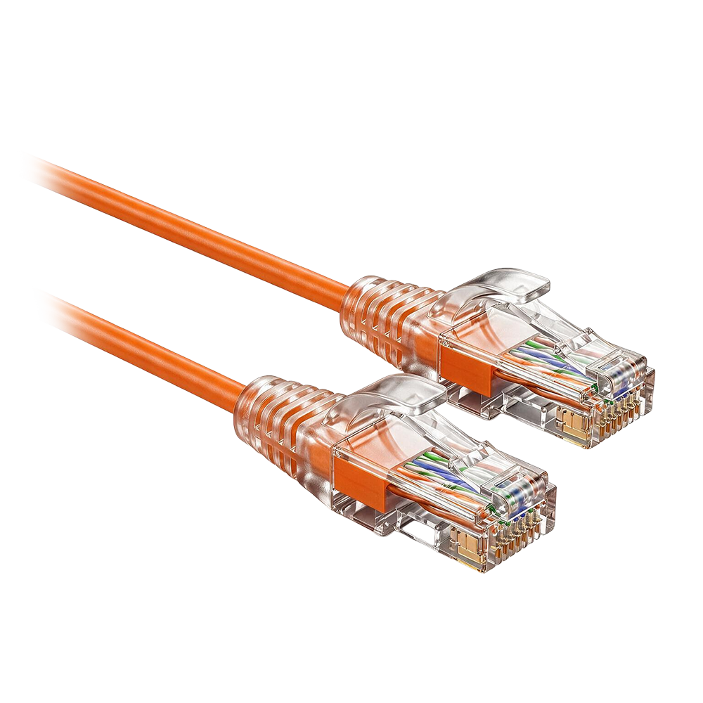 (UTP6A-SLIM-015O) Cable UTP Slim de parcheo - Ethernet - Conectores RJ45 - Categoría 6A - 0,15 m - Color naranja