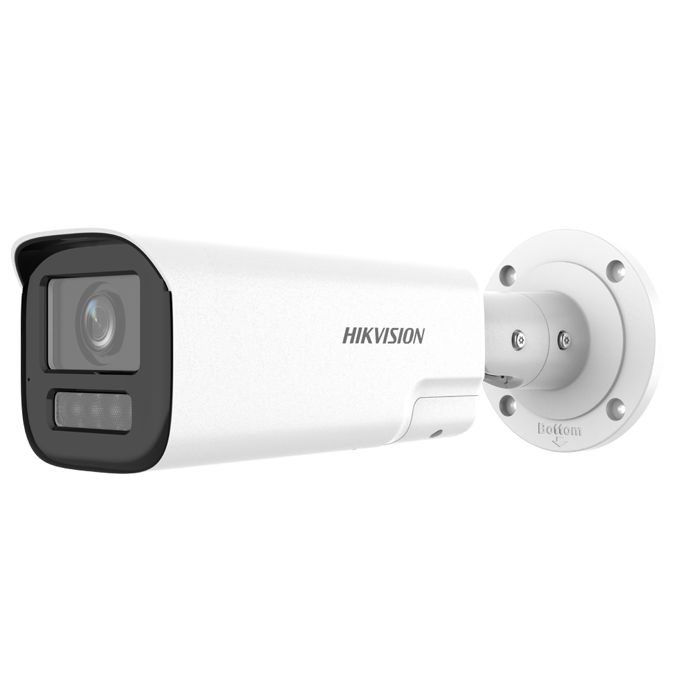 (DS-2CE19K0T-LXTSZ) Caméra Bullet HDTVI Gamme Value - Objectif 2.7~13.5 mm | Resolution 5 Mpx (2960x1664) - Portée des IR  et de la lumière et blanche 60 m - Audio bidirectionnel (micro et haut-parleur) - Sirène et flash rouge et bleu dissuasifs - Degré de protection IP67