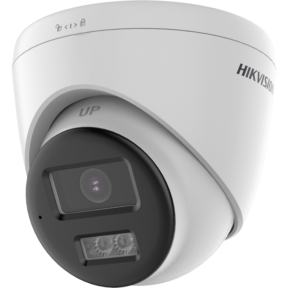(DS-2CE78U0T-LXTS(2.8mm)) Caméra Turret HDTVI Gamme Value - Objectif 2.8 mm | Resolution 8 Mpx (3840x2160) - Portée des IR  et de la lumière et blanche 40 m - Audio bidirectionnel (micro et haut-parleur) - Sirène et flash rouge et bleu dissuasifs - Degré de protection IP67