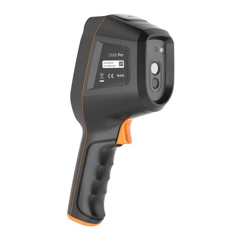 (RP-CX20-PRO) Cámara termográfica de mano Raythink - Sensor térmico 256x192 pixeles de 12µm - Sensor visible 2Mpx - Sensibilidad térmica < 40mK (25°C,F1.0) - Precisión ±2ºC o ±2%, el que sea mayor - Protección IP54 anti-caídas (2 metros)