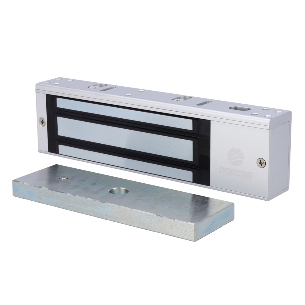 (DR-M1200RLS) Ventouse électromagnétique Dorcas - Pour porte simple - Force de maintien 500 kg - Mode d'ouverture Fail Safe (NF) - Montage en superficie - LED et capteur d'état