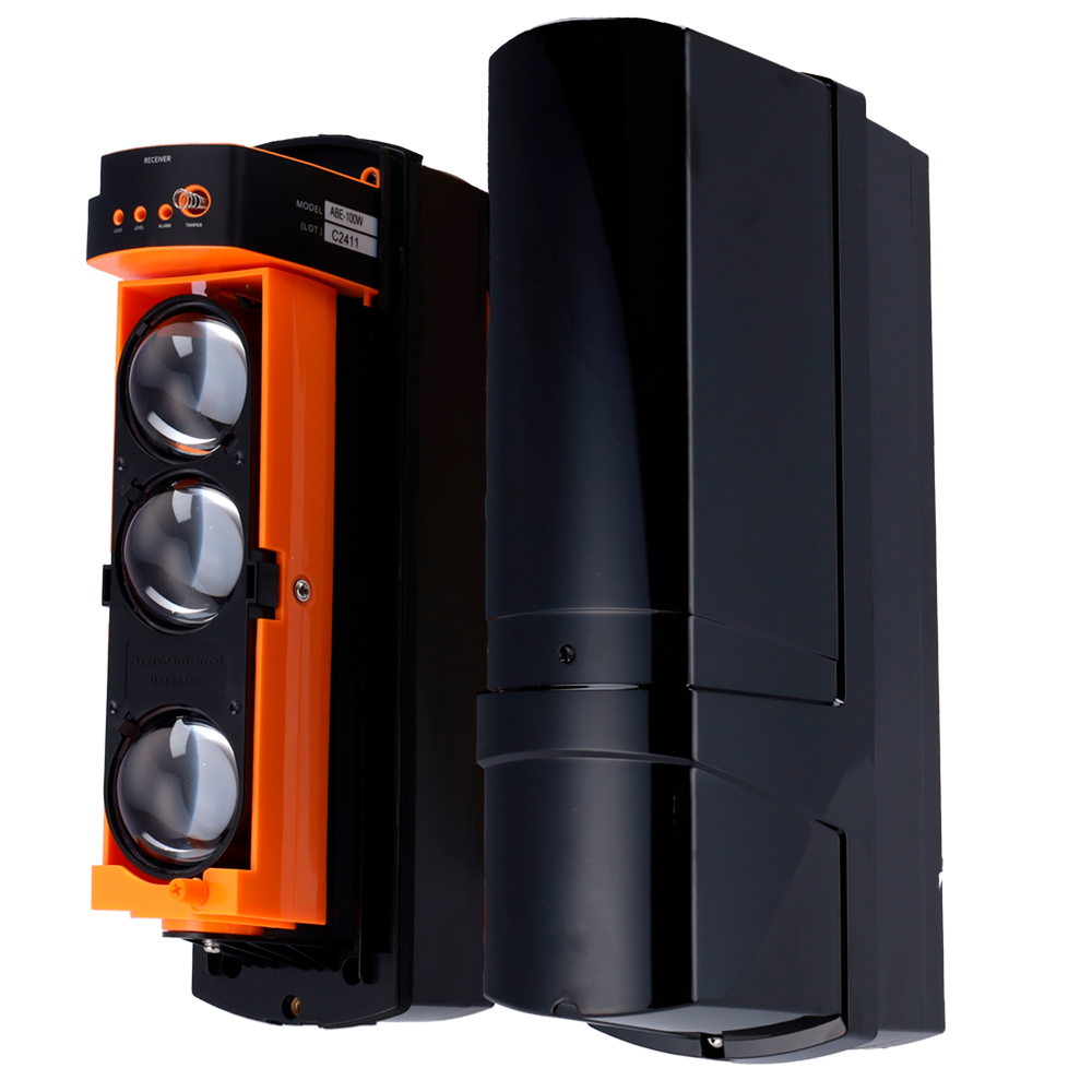 (ABE-200W) Detector de barrera por infrarrojos - Compatible con Transmitter o DoorProtect Ajax - Inalámbrico | 3 haces - Alcance máx. de detección 200 / 600 m - Doble Tamper | Salida de alarma - Alimentación a pilas
