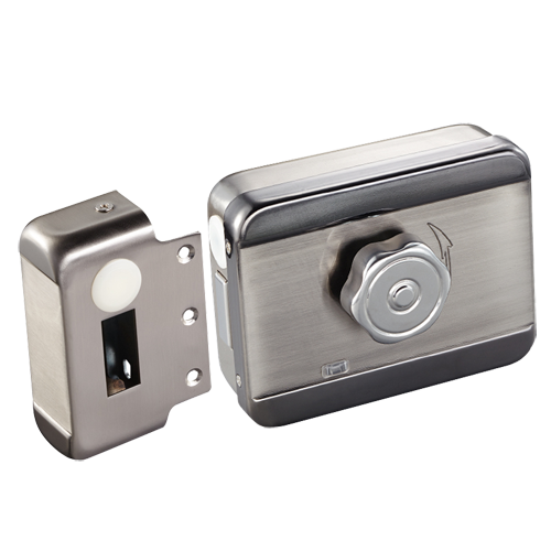 (ABK-703A) Serrure électromécanique de surface - Mode ouverture Fail Safe (NC) - Apte pour une installation en superficie - Indicateur d'état LED - Fermeture automatique programmable - Cylindre avec clés inclus