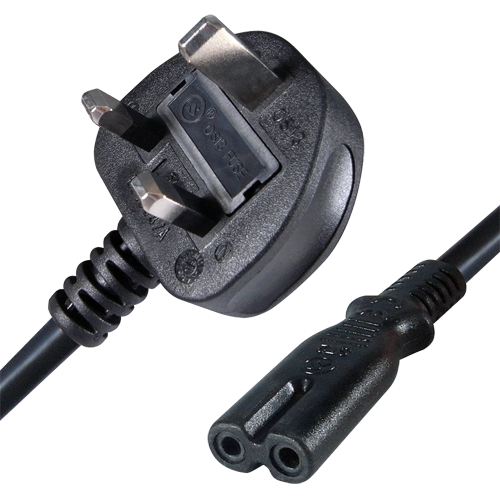 (AC-UK-C7) Câble à brancher - Connecteur QT2 - Compatible avec les prises UK 3 PINES - Fusible de protection - 250VAC / 13A MAX - 140cm de long