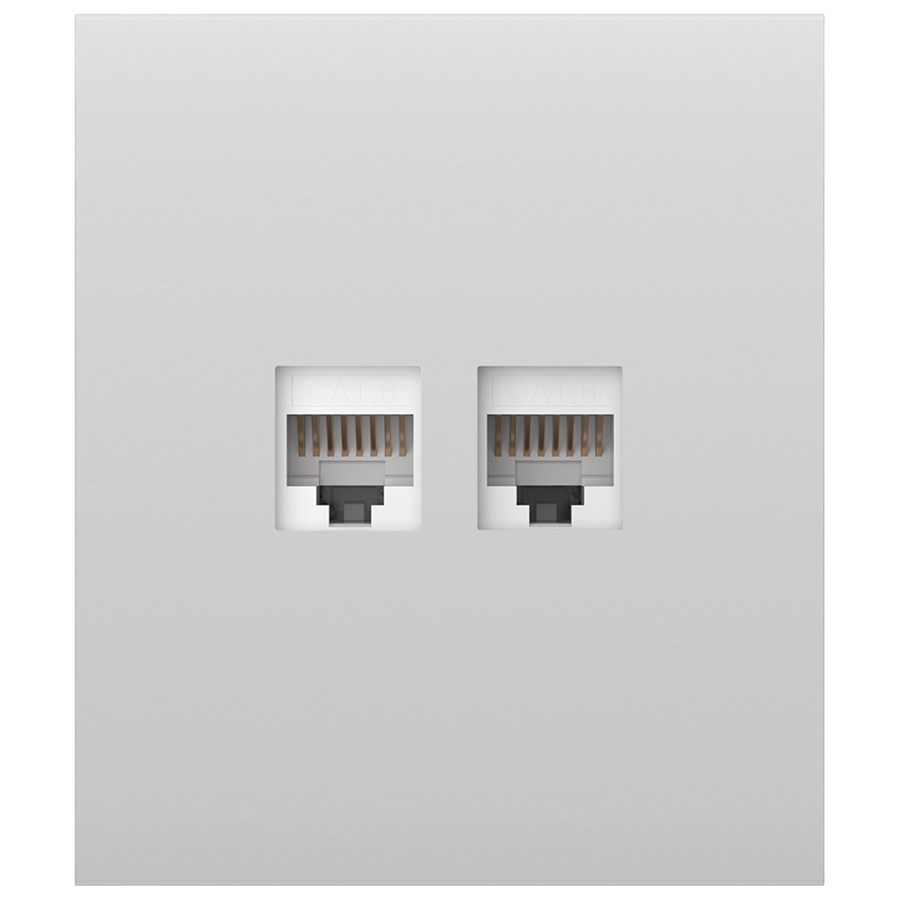(AJ-CENTERCOVER-LAN-W) Tapa central para enchufe Ethernet - Compatible con AJ-OUTLETCORE-LAN-W - Requiere marco AJ-FRAME - Color blanco
