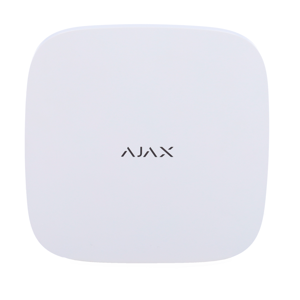 (AJ-HUB2-4G-DC6V-W) Centrale d'alarme professionnelle - Degré 2 - Communication Ethernet et double SIM 4G  - Sans fil 868 MHz Jeweller et Wings - Jusqu`à 100 dispositifs sans fil - Jusqu'à 9 groupes d'armement - Fonctionnement autonome 6 V DC - Application mobile et logiciel PC (jusqu'à 50 utilisateurs)