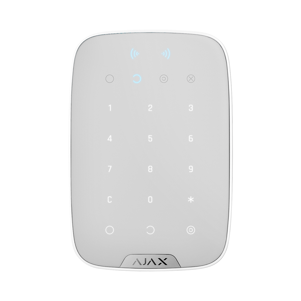 (AJ-KEYPADPLUS-W) Clavier séparé avec lecteur RFID - Degré 2 - Sans fil 868 MHz Jeweller - Armé, partiellement armé, désarmé et urgence - Codes personnel, général et des invités - Bouton de panique intégré - Jusqu'à 3.5 ans de vie utile