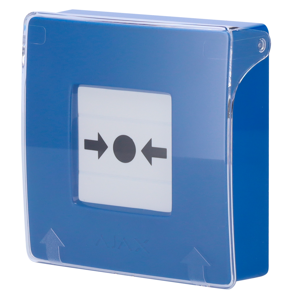 (AJ-MANUALCALLPOINT-BLUE) Bouton d'alarme incendie manuel bleu - Sans fil 868 MHz Jeweller - Bouton d'alarme incendie ou activateur de scénario - Compatible avec la fonction d'alarme interconnectée - Transmission de l'alarme à l'ARC (configurable) - Alimentation 2 piles CR123A