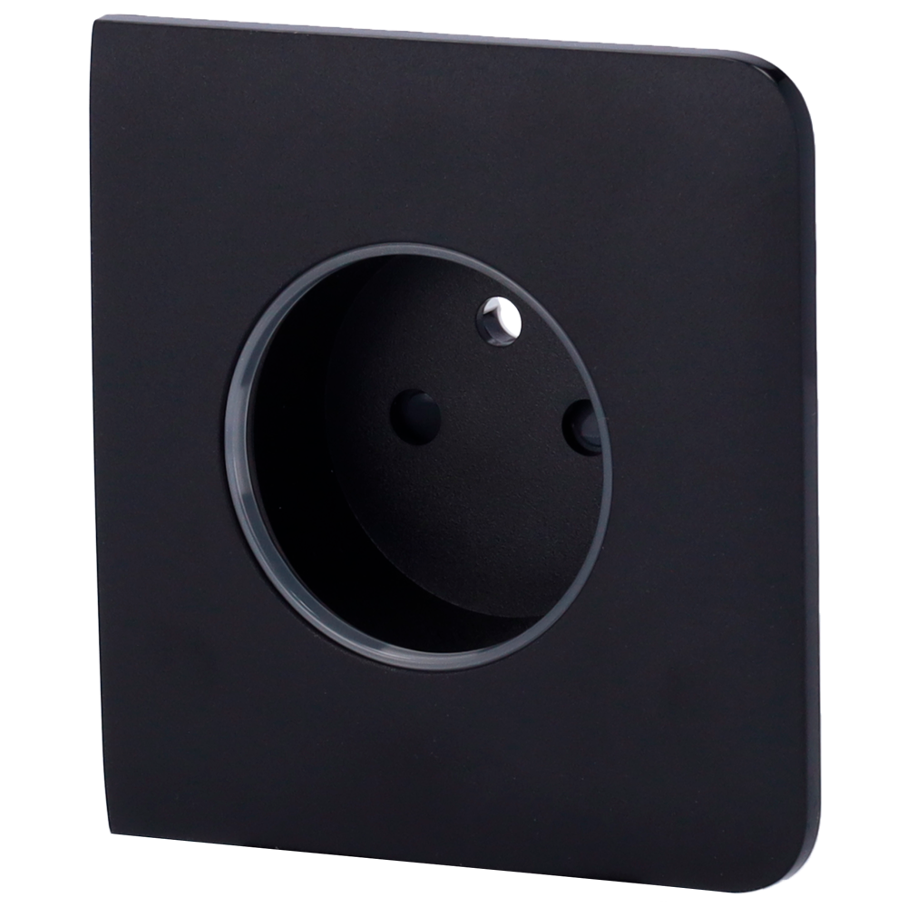 [AJ-SIDECOVER-SMART-E-B] (AJ-SIDECOVER-SMART-E-B) Cache-prise latéral pour fiche intelligente de type E - Compatible avec AJ-OUTLETCORE-SMART-E - Indicateur LED de l'état de la prise et de la consommation d'énergie - Bouton tactile pour la commande manuelle - Rétro alimentation LED - Couleur noir