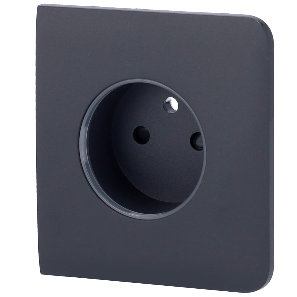 [AJ-SIDECOVER-SMART-E-GRA] (AJ-SIDECOVER-SMART-E-GRA) Cache-prise latéral pour fiche intelligente de type E - Compatible avec AJ-OUTLETCORE-SMART-E - Indicateur LED de l'état de la prise et de la consommation d'énergie - Bouton tactile pour la commande manuelle - Rétro alimentation LED - Couleur graphite