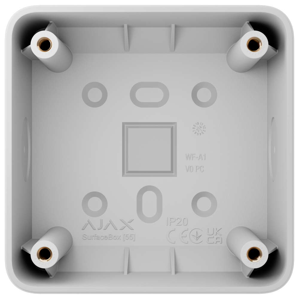 (AJ-SURFACEBOX-W) Caja de montaje para un dispositivo - Uso interiores - Compatible con AJ-SOLOBUTTON o AJ-SOLOCOVER - Factor de forma europeo 55 - Colo blanco