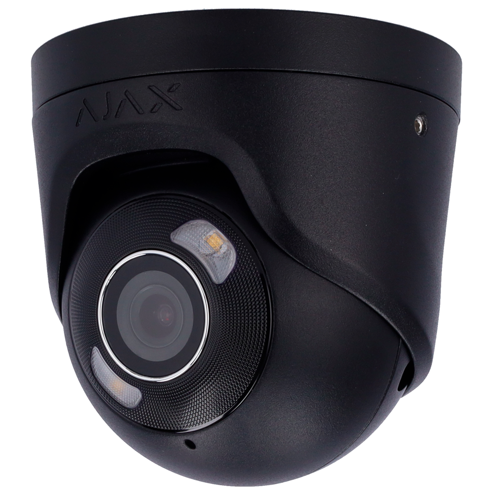 [AJ-TURRETCAM-5-HL-B] (AJ-TURRETCAM-5-HL-B) Caméra IP Turret 5 Mégapixel Ajax - 1/2.8" Progressive Scan CMOS - Objectif 2.8 mm, emplacement MicroSD jusqu'à 256GB - IR 50m | Lumière blanche 50 m | PoE 802.3at - Avec l'intelligence artificielle - Couleur noir
