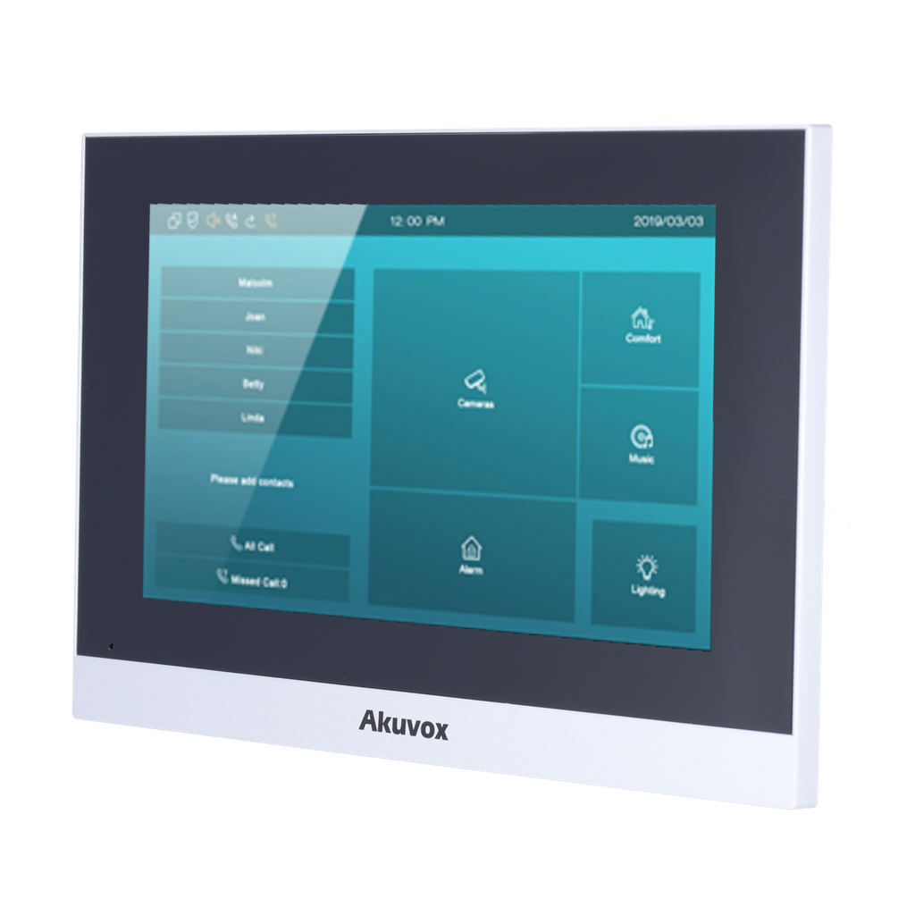 (AK-C313W-2) Moniteur Linux pour portier vidéo - Ecran TFT de 7" - Audio bidirectionnel Crystal Clear - 2 fils, Wi-Fi, SIP standard - Maintenance sur le Cloud - Connexion du moniteur et des platines via le Cloud