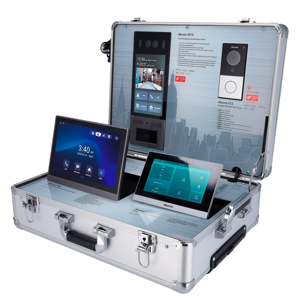 [AK-DEMOKIT] (AK-DEMOKIT) Valise d'exposition - Interphones vidéo Akuvox - Routeur WiFi et switch PoE - Licence gratuite Akuvox Cloud Services - Plug &amp; Play - Valise: 540 (H) x 386 (L) x 178 (Pr) mm