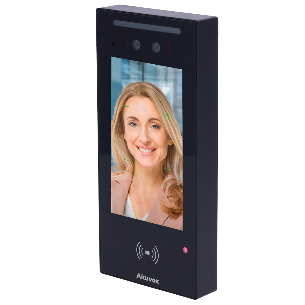 (AK-E16C) Interphone vidéo IP avec contrôle d'accès - Caméra 2 Mpx | audio et vidéo bidirectionnel - Facial, carte, NFC, BLE, QR et PIN | 1 relais - 20.000 utilisateurs | PoE, SIP standard - Ecran IPS 5" tactile | Maintenance sur Cloud - Connexion du moniteur et des platines via le Cloud