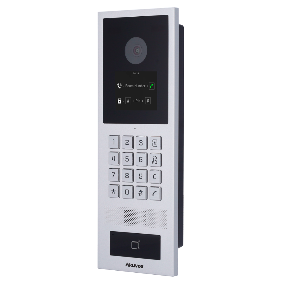 (AK-S532) Système de portier vidéo IP anti-vandalisme IK08 - Caméra 2 Mpx | Audio bidirectionnel - Carte EM/MF, NFC, BLE et PIN | 2 relais - Appartements | PoE+, SIP standard - Ecran TFT 2.8" | Maintenance Cloud - Connexion via le Cloud | Sortie 12V