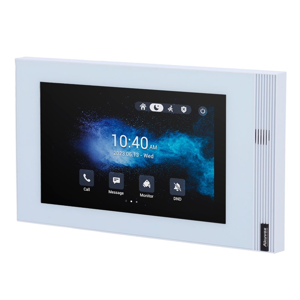 [AK-S562-WHITE] (AK-S562-WHITE) Moniteur Linux pour portier vidéo - Ecran TFT de 7"  - Audio bidirectionnel Crystal Clear | Easy UI - TCP/IP, PoE, SIP standard - Maintenance sur le Cloud - Connexion du moniteur et des platines via le Cloud