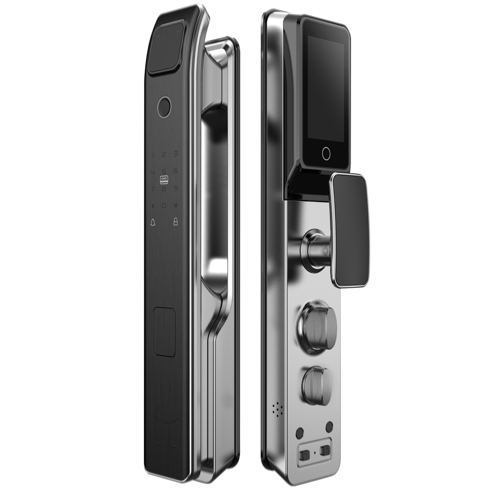 [AK-SL50] (AK-SL50) Serrure intelligente avec portier vidéo - Empreinte digitale, carte et code PIN - 50 utilisateurs | Wi-Fi - Caméra 2 Mpx et écran 4" tactile - Batterie de 5.000 mAh intégrée - Connexion via le Cloud
