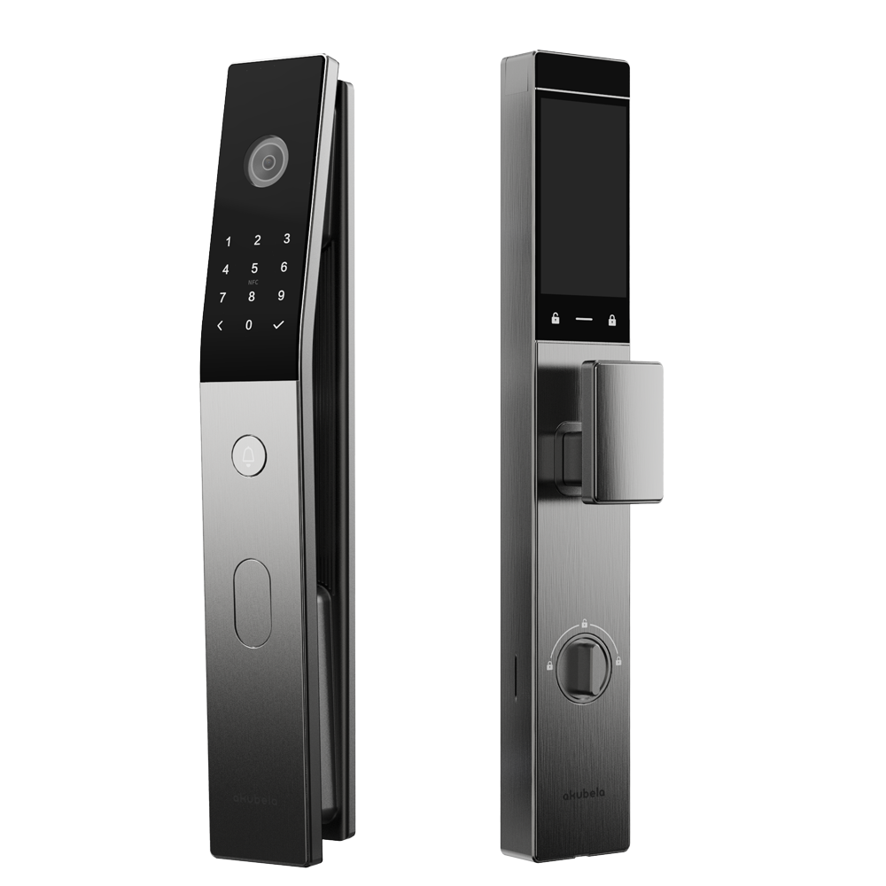 [AK-SL60] (AK-SL60) Serrure intelligente avec portier vidéo - Visage, paume de la main, veine, empreinte digitale, carte, NFC et PIN - 50 utilisateurs Wi-Fi et Bluetooth - Caméra 4 Mpx et écran 5" tactile - Batterie 9.000 mAh intégrée IP65 | Exterieur [%VAR%] - Connexion via le Cloud