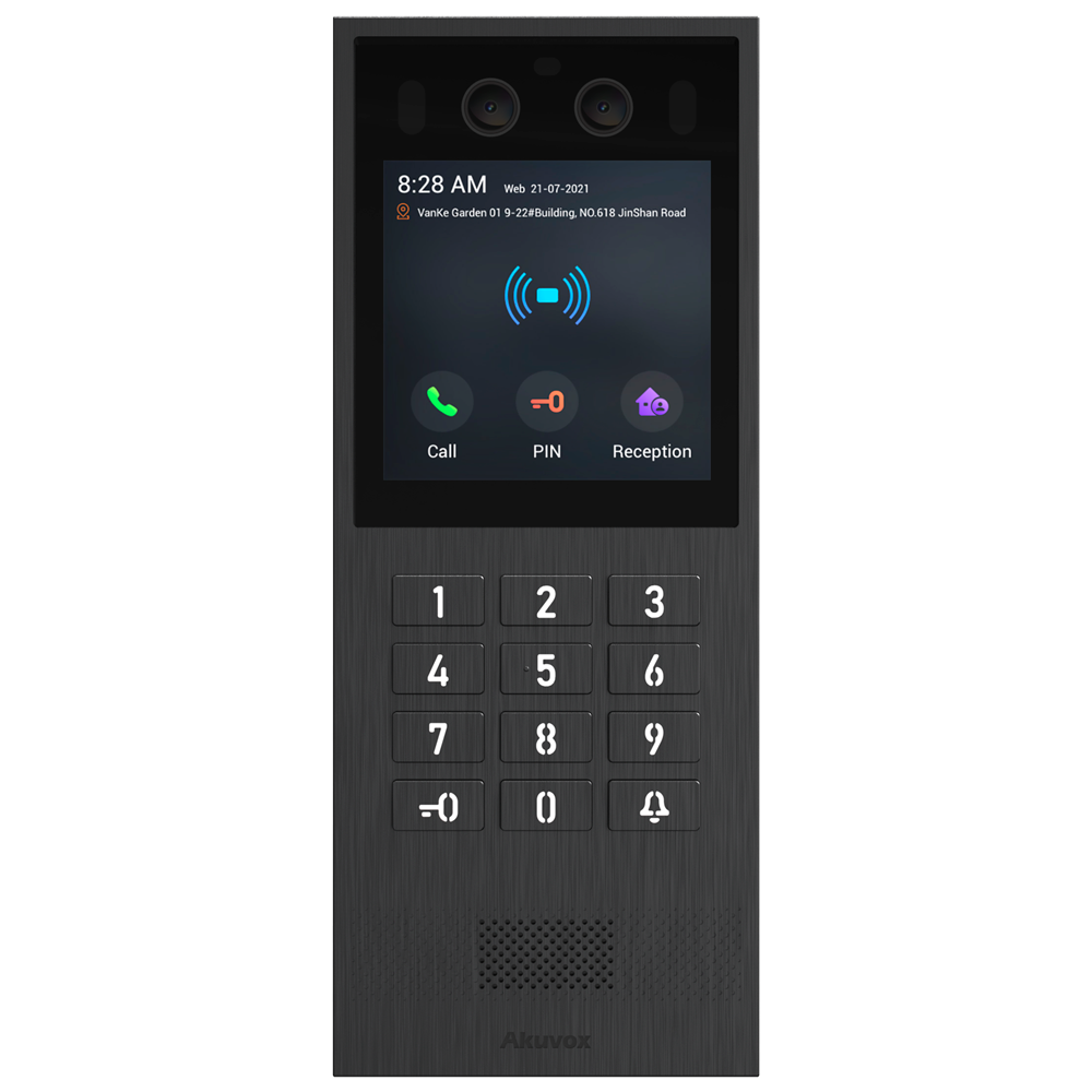 [AK-X912K] (AK-X912K) Interphone vidéo IP anti-vandalisme IK08 de surface - Double caméra 2 Mpx | Audio bidirectionnel - Facial, carte, PIN, BLE et QR 2 relais - Appartements | PoE+, SIP standard - Écran TFT 4" tactile | Maintenance sur Cloud - Connexion via le Cloud | Sortie 12V