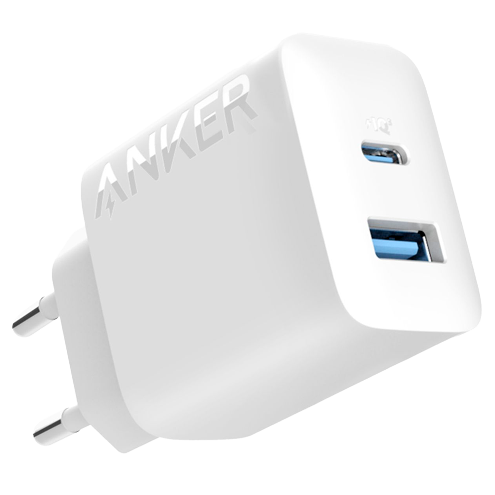(ANK-234-WCHARGER-20W1A1C-W) Anker - Chargeur USB - Puissance 20W - Charge rapide  - Sortie USB-C et USB-A - Couleur blanche