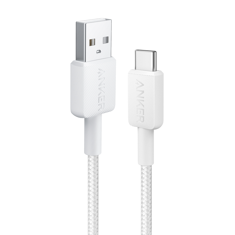 (ANK-322-USBA-USBC-90-W) Anker - Câble USB2.0  - USB-A vers USB-C - Câble en nylon tressé - Longueur 0.9m - Charge rapide jusqu'à 15W | Couleur blanche
