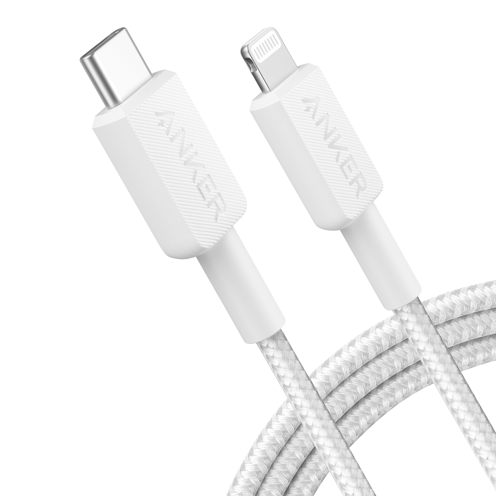 [ANK-322-USBC-LGT-180-W] (ANK-322-USBC-LGT-180-W) Anker - Câble USB2.0  - USB-C vers Lightning - Câble en nylon tressé - Longueur 1.8m - Charge rapide | Couleur blanche