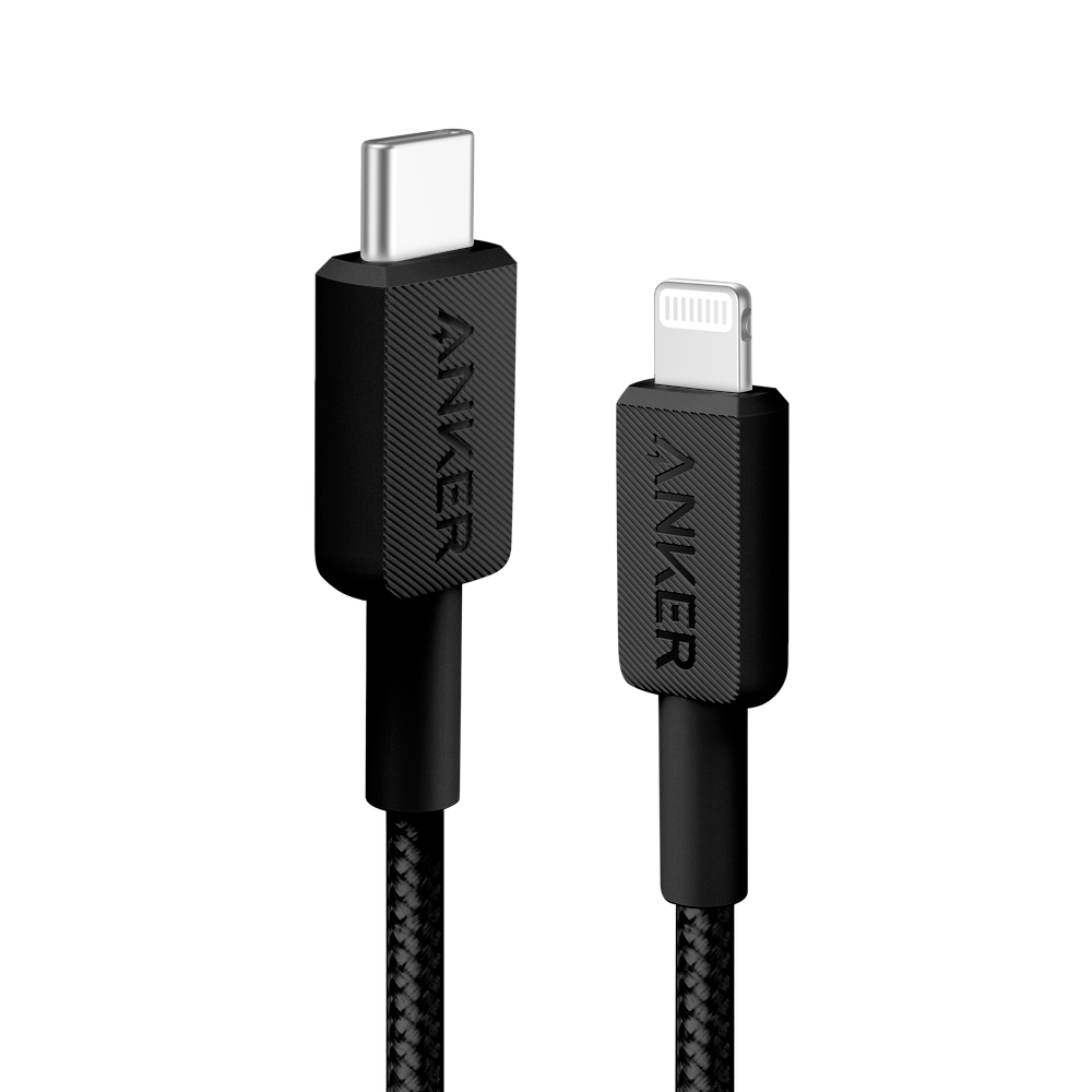 (ANK-322-USBC-LGT-90-B) Anker - Câble USB2.0  - USB-C vers Lightning - Câble en nylon tressé - Longueur 0.9m - Charge rapide : Couleur noire
