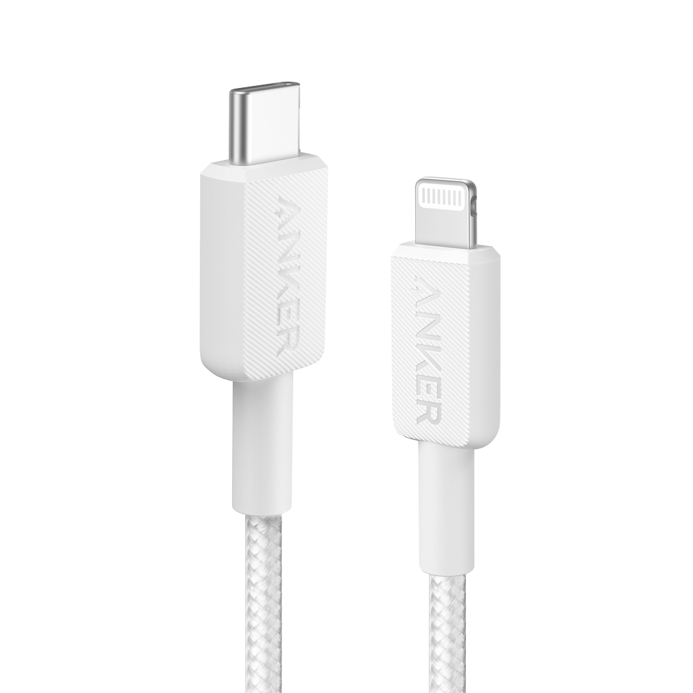 (ANK-322-USBC-LGT-90-W) Anker - Câble USB2.0  - USB-C vers Lightning - Câble en nylon tressé - Longueur 0.9m - Charge rapide | Couleur blanche