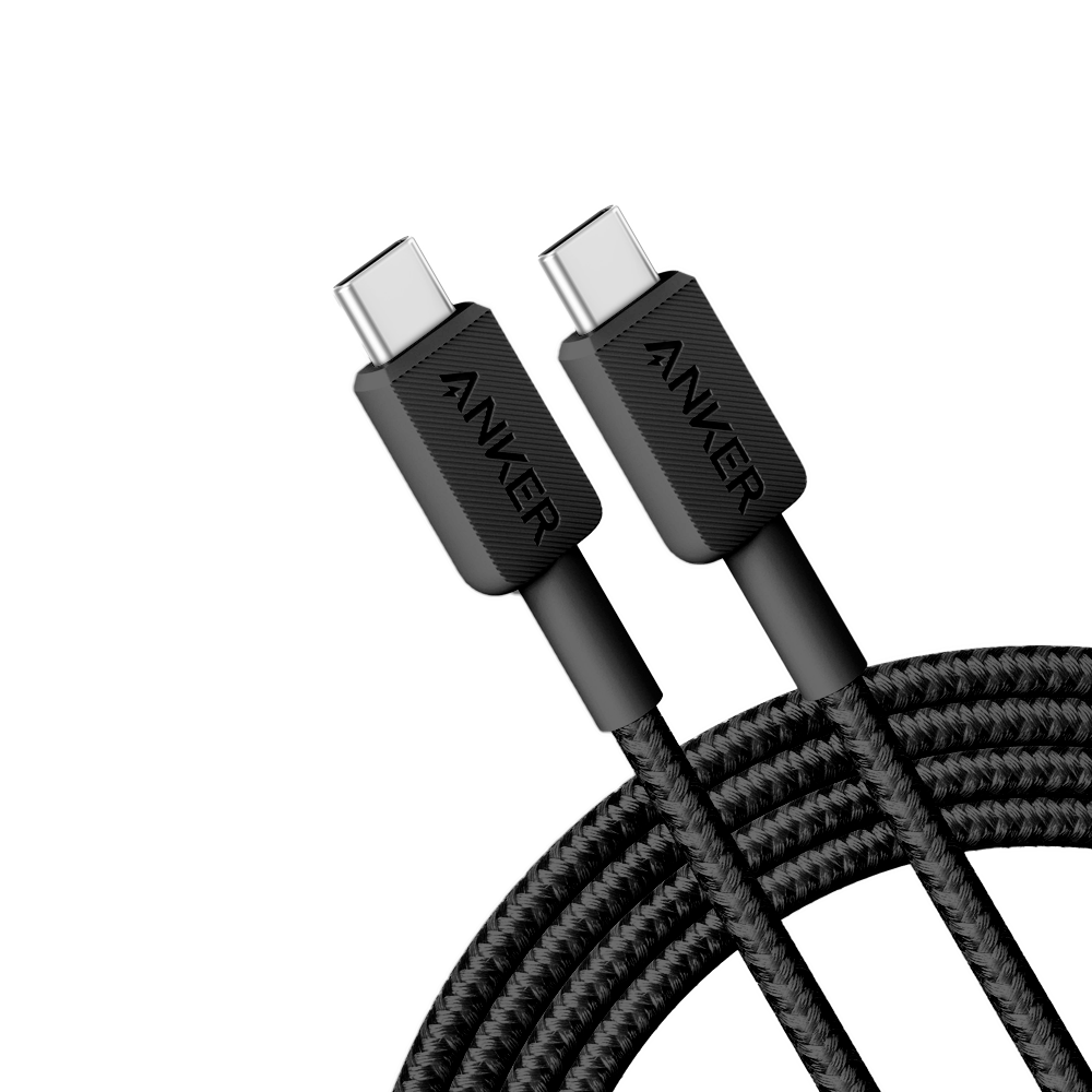 [ANK-322-USBC-USBC-180-B] (ANK-322-USBC-USBC-180-B) Anker - Câble USB2.0  - USB-C à USB-C - Câble en nylon tressé - Longueur 1.8m - Charge rapide 60W : Couleur noire