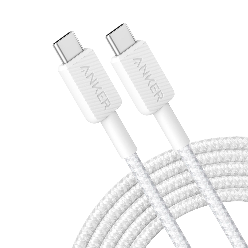 (ANK-322-USBC-USBC-300-W) Anker - Câble USB2.0  - USB-C à USB-C - Câble en nylon tressé - Longueur 3m - Charge rapide jusqu'à 60W | Couleur blanche