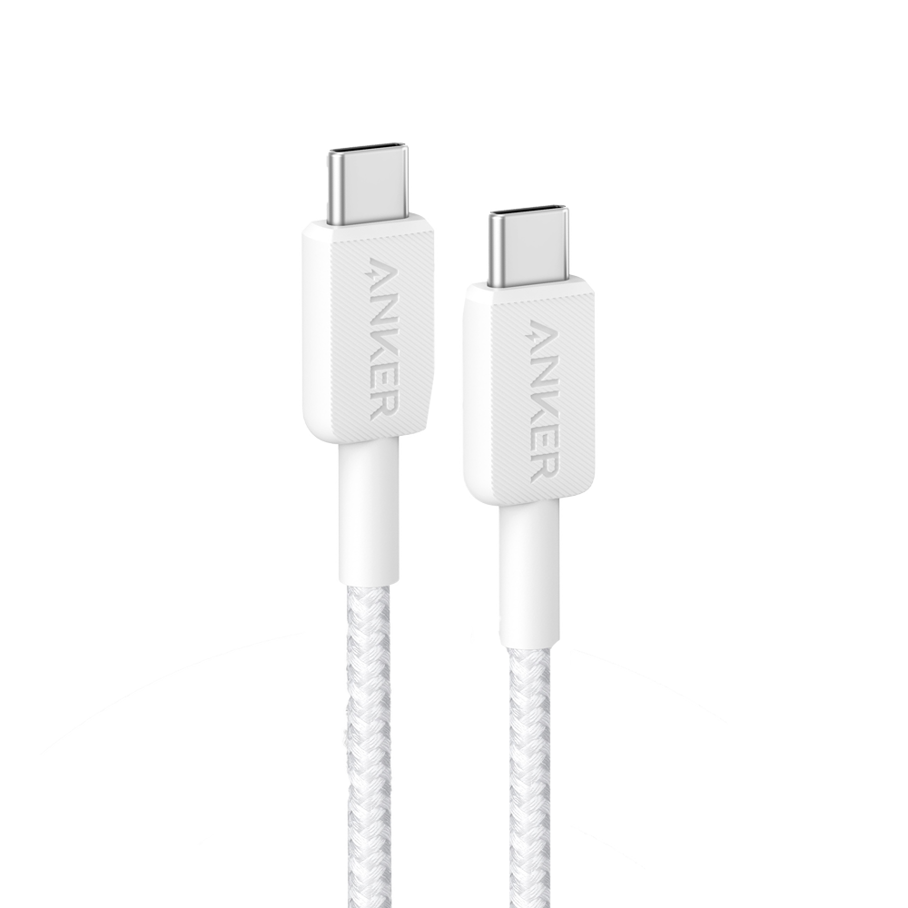 (ANK-322-USBC-USBC-90-W) Anker - Câble USB2.0  - USB-C à USB-C - Câble en nylon tressé - Longueur 0.9m - Charge rapide 60W | Couleur blanche